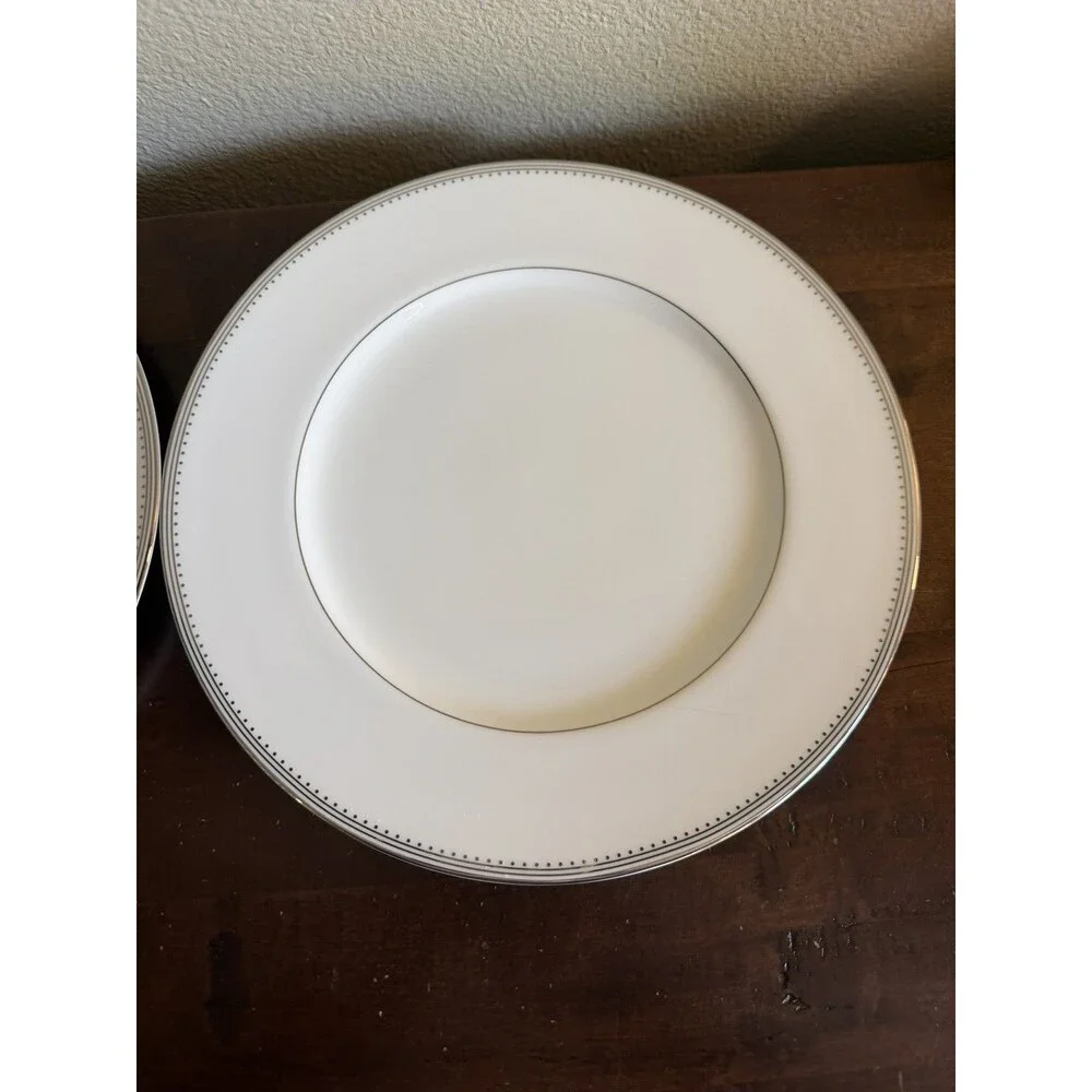 Vera Wang Wedgewood Grosgrain 10.75” Platinum Bone China Dinner Plates Set of 2